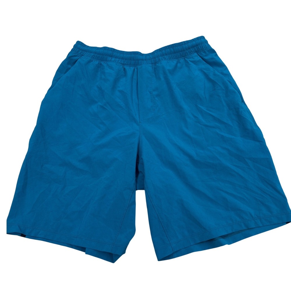 Lululemon Mens Teal Blue Athletic Training Shorts Mesh Venting 9 Inch In- L